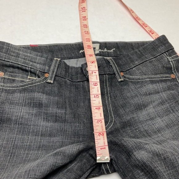 COPY - 7 For All Mankind Black Washed Flare Jeans 7FAM Mid Rise Women's Size 28 - Picture 10 of 15